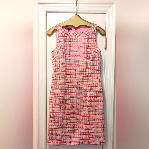 Talbots Dresses & Skirts - Talbots RSVP Pink Tweed Ribbon Sleeveless shift dress size 2 Petite